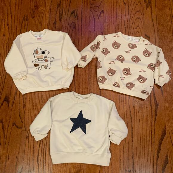 Zara Crewneck Sweatshirt Lot | Cream Multi | 12-18 months - Picture 1 of 15